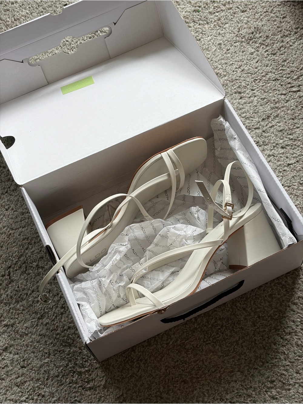 ALDO Adrauder White Strappy Block Heel Sandals NIB Size 8.5